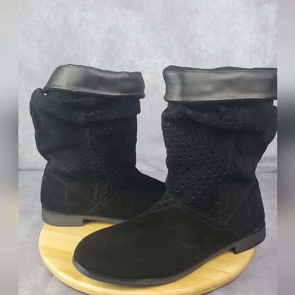 TOMS‎ Serra perforated suede boots black Size  12 - Picture 1 of 15